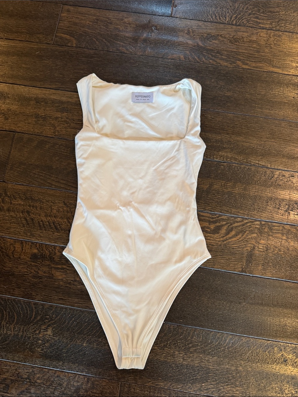 Peppermayo square neck, sleeveless bodysuit, size XS